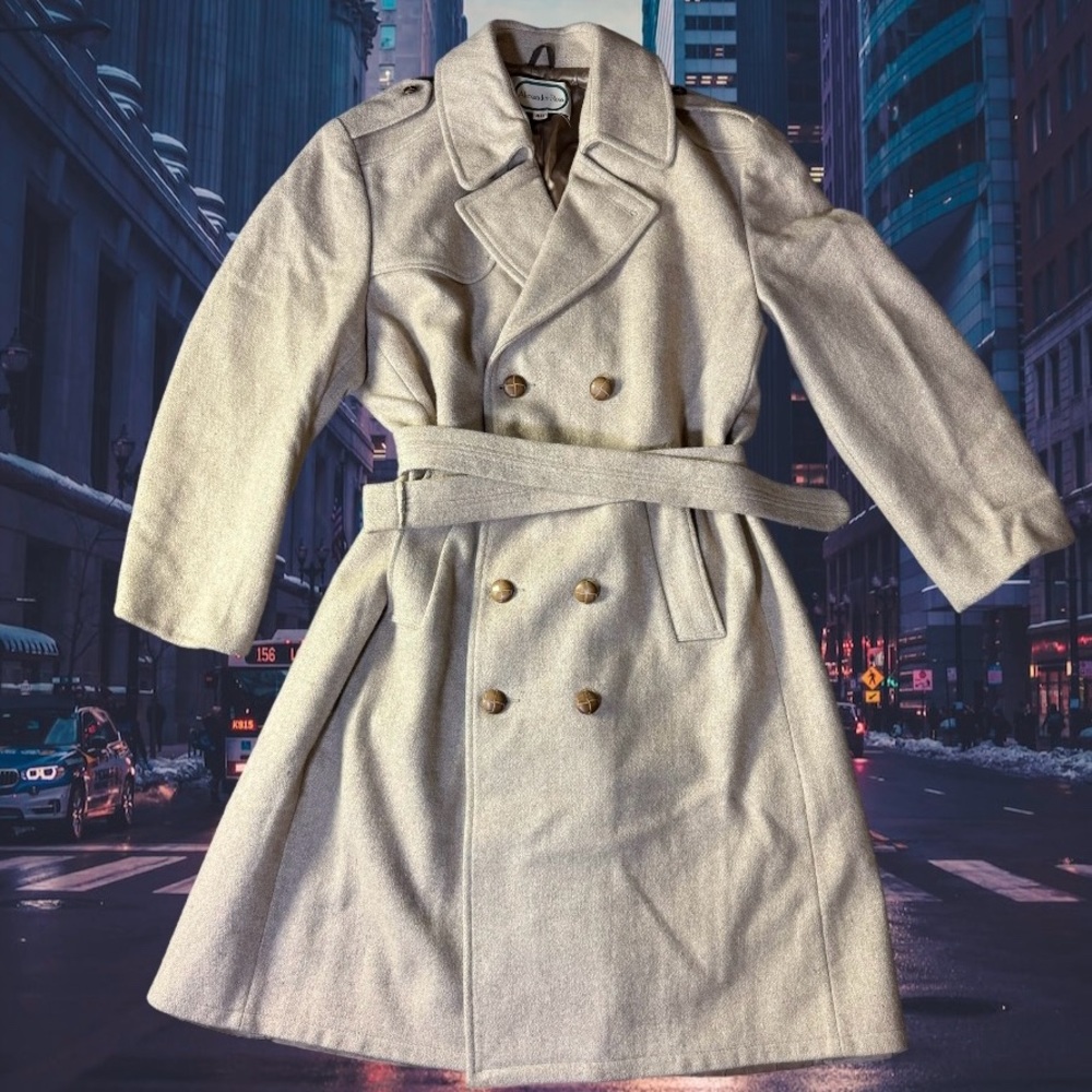 Alexander Ross Mens Wool Union Made Trench Vintage Size 40 Beige